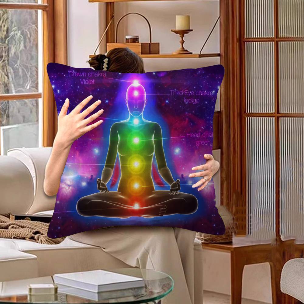Meditation Seven Chakra Pillow Gift Home Office Decoration Bedroom Sofa Car Cushion Cover Case 45X45