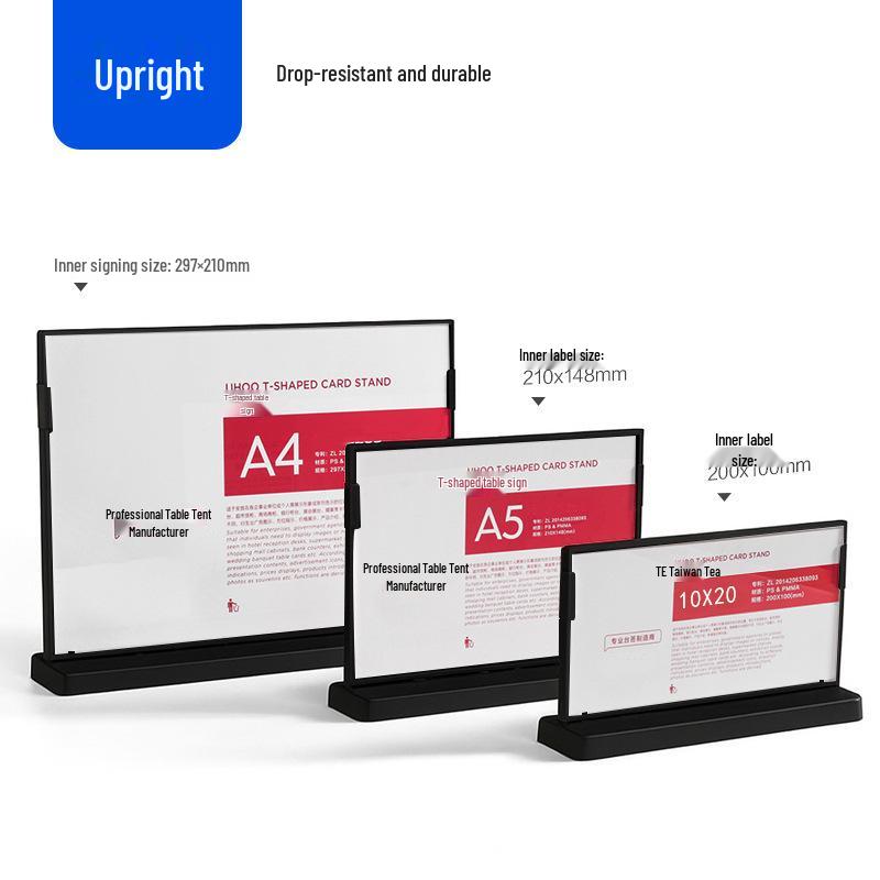 PS Anti-fall A4/A5 Table Card Holder: L-shaped Display Stand for Coffee, Milk Tea, and Beverage Menu