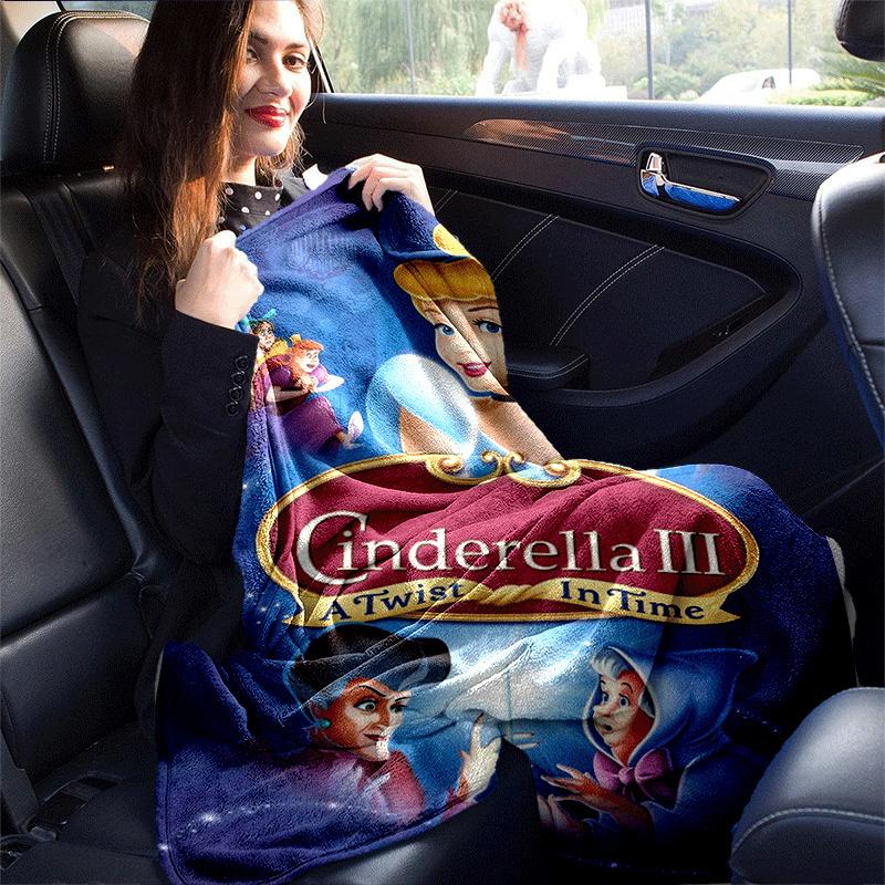 1pc Cinderella Printing Blanket - Soft, All-Season Throw for Office Blanket,Personalized Gift with Adorable Cartoon Design