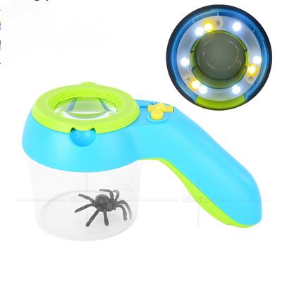 Hand-Held Barrel Type Child Student Animal Observer with Scale Measurement Insect Cold and Warm Light 8X Toy Magnifying Glass
