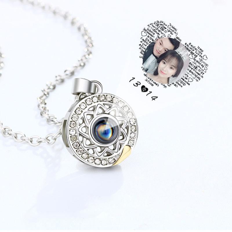 Love Couple Necklace Pair Clavicle Chain Projection Stone Sun Moon Pendant Necklace Men Women Love Tokens Tanabata G