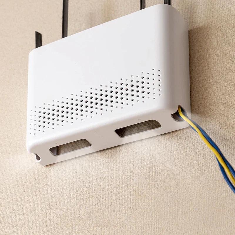 Wireless Router Storage Box Punch-Free Wall-Mounted Wifi Router Holder Storage Shelf Space-Saving for Living Room