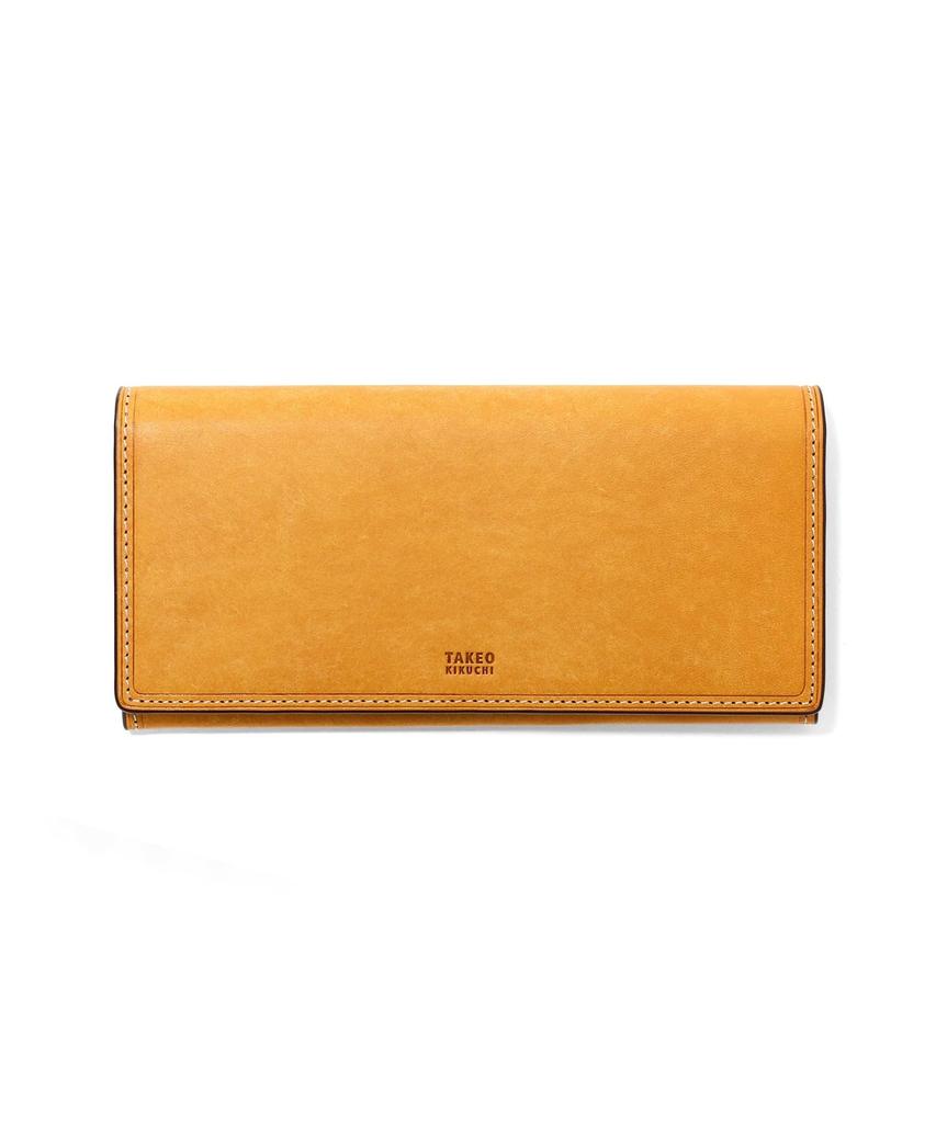 TAKEO KIKUCHI Long Wallet with Coin Pocket - Marugo II Series, Genuine Cowhide Leather Design No.780615, Color Camel