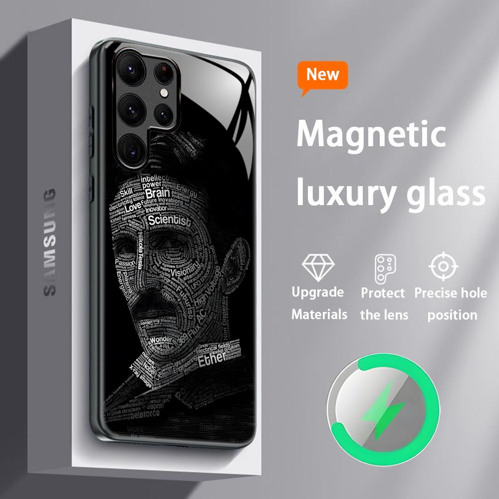 Fashion Art Nikola Tesla Cool Phone Case For Samsung S26 S25 S24 S23 S22 S21 S20 Plus Ultra Glass Magnetic Case