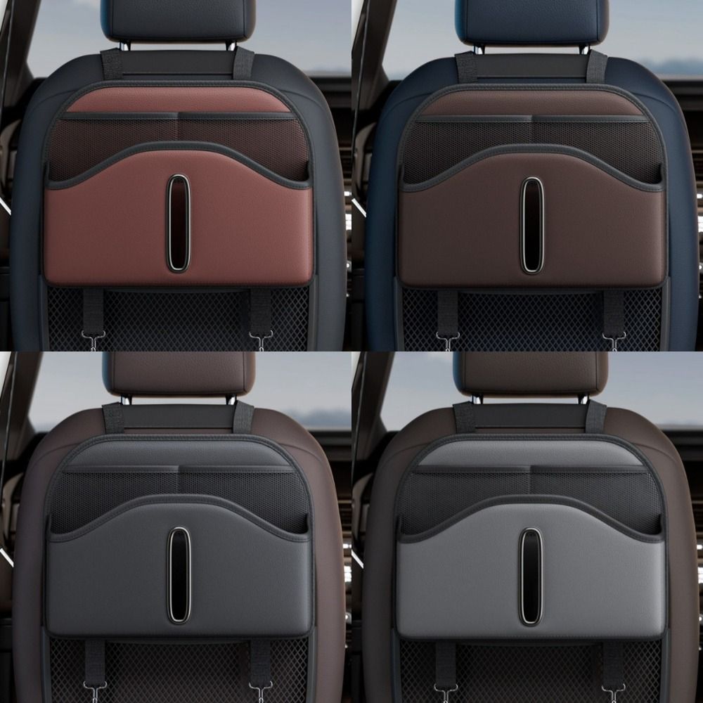 High-grade Seatback Storage Bag Leather Net Pocket Tissue Holder Car Back Seat Organizer  Vehicle