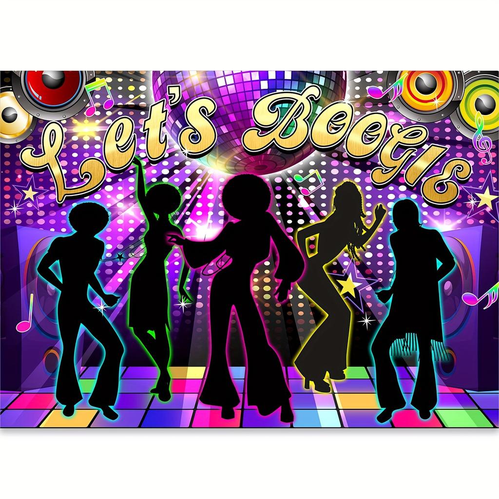 Disco 70s Party Backdrop - Vibrant Neon Retro Decor - Decades of Photographic Fun - Reusable and Durable