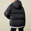 Anta Life Series Solid Color Logo Zipper Hooded Down Jacket Women outerwear Black 162248904-1