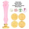Wax Stamp Kit Delicate Pattern Detachable 4 Vintage Stamp Heads Wax Stamp   Kit with Resin Handle for Invitation