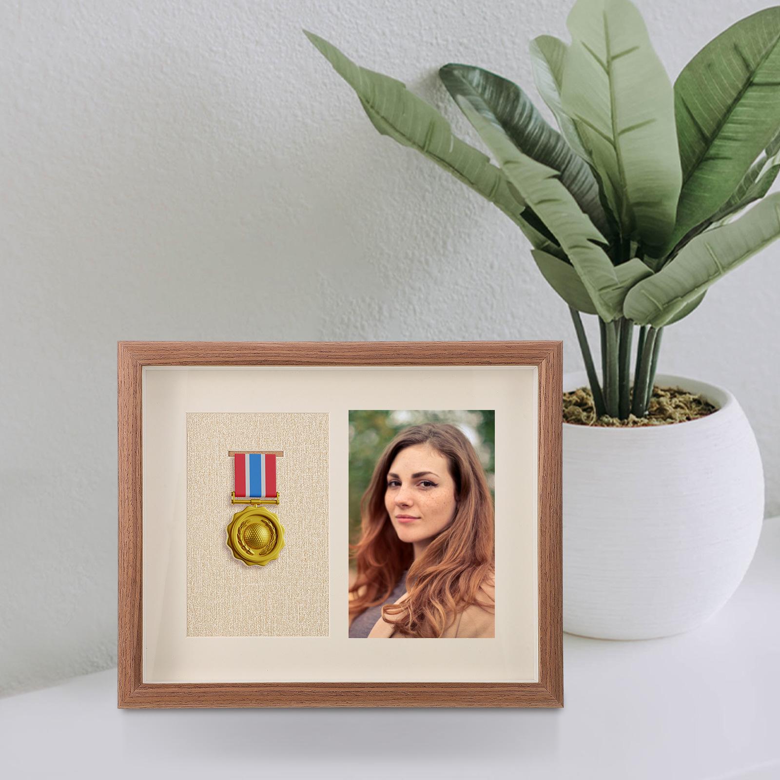 Medals Display Case Shadow Case Frame Medal Box Photo Frame Medal Display Box 27.50X22.50X2.80CM кофейный