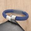 Men's Braided Leather Bracelet with Stainless Steel Magnetic Clasp – European & American Fashion Accessory