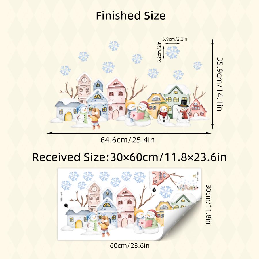 Warm Watercolor Snowman Colorful Cottage Nursery Wall Stickers Removable Self-Adhesive For Nursery Living Room Kids Room Decor