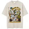 655. Washed Tee Anime Jojo Bizarre Adventure STEEL BALL RUN Manga Vintage Acid Washed T Shirts Men Women Clothing Casual Short Sleeves T-shirts Oversi