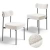 Boucle Dining Chairs Set of 2, Mid Century Modern Sherpa Accent Chairs, Upholstered Side Chair for Dining Table, Space-Saving White Kitchen Table