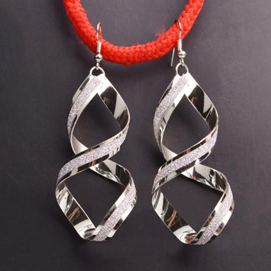 Women Spiral Scrub Hook Dangle Earrings Wedding Engagement Bridal Jewelry Gift