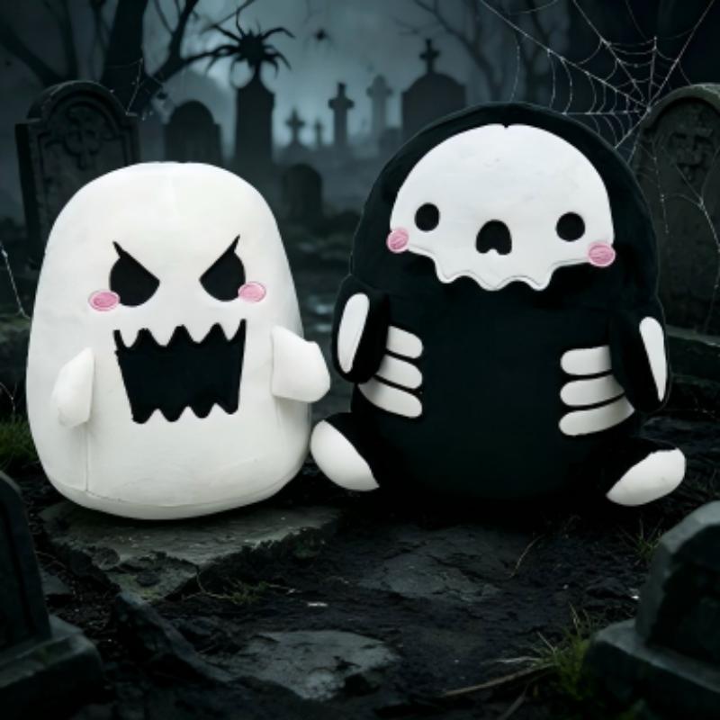 16Cm Halloween Themed Plush Doll Set Cute Ghost And Skeleton Stuffed Toys Soft Cartoon Character For Children Birthday Gift