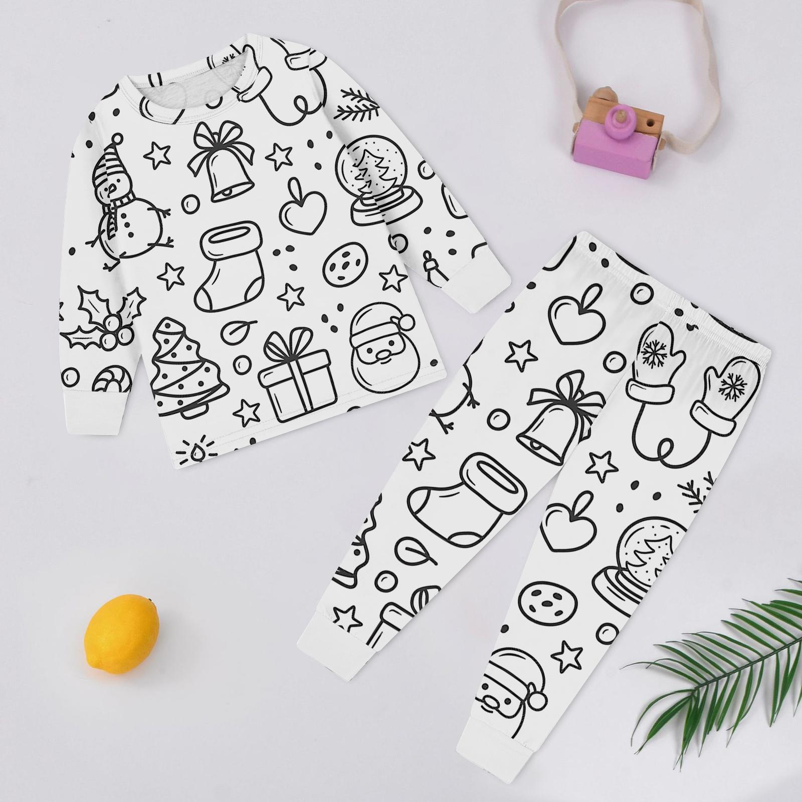 

Детский модный комплект: Рождественский топ с дудлами и брюки с длинным рукавом и круглым вырезом 160 бежевый