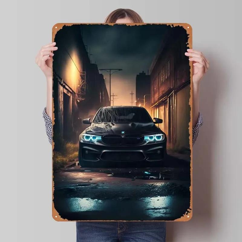 BMW Schild Oldtimer Poster Retro Metall Blechschild Plakette für Garagen Wandkunst Dekoration Kaffee Bar Vintage Heimdeko Artikel Zimmer