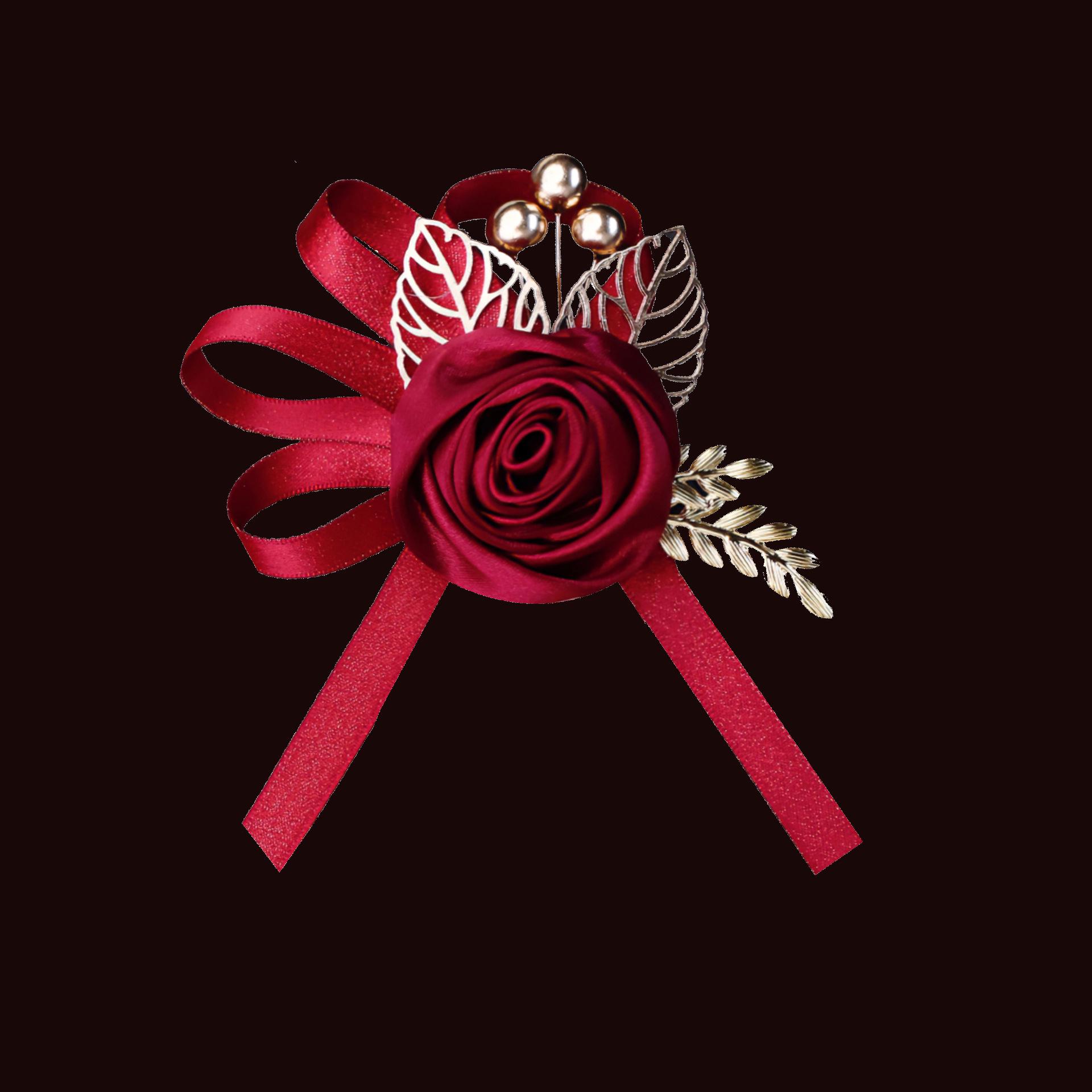 Современный набор бутоньерки и корсажа для китайской свадьбы: Жених, Невеста, Друзья жениха, Подружки невесты, Родители - Доступны магнитные и наручные варианты