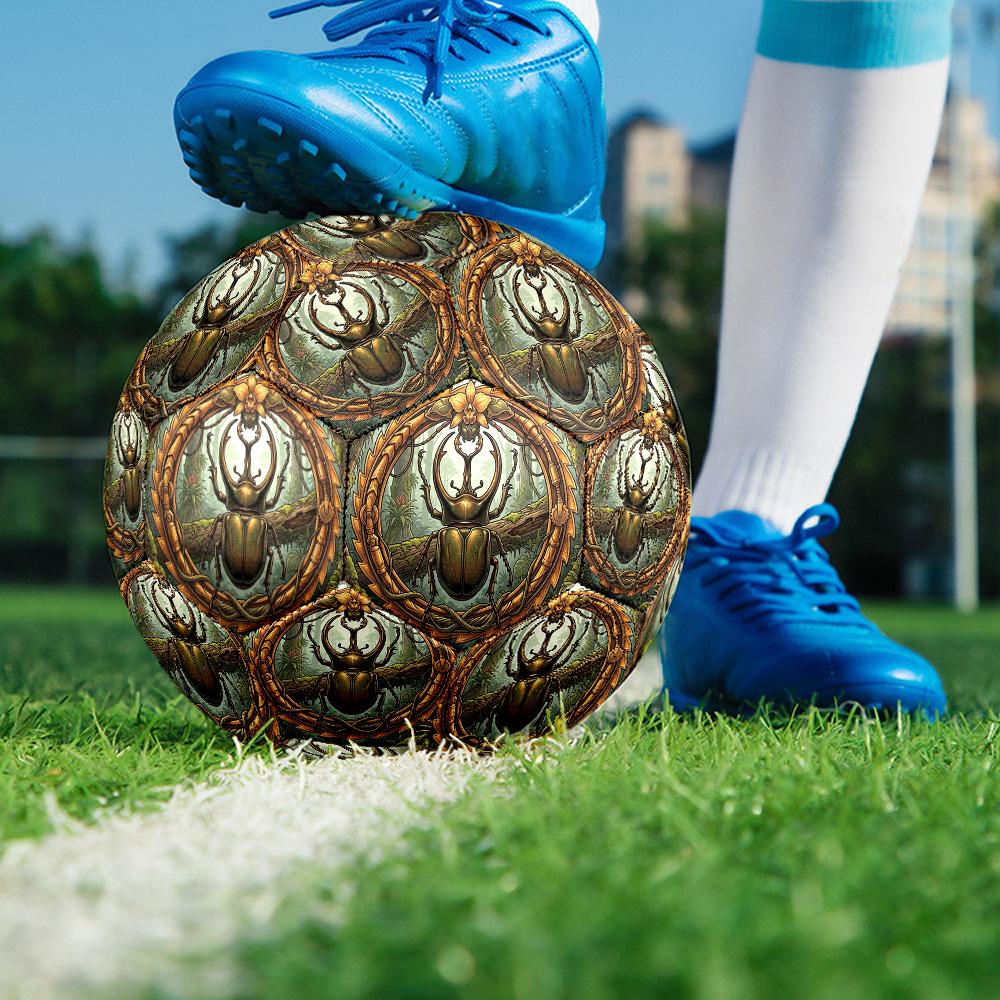 Jungle Beetle Emblem Round Football Size 5 Adult Ball Suitable for Training Matches and Outdoor Team.