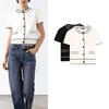 MD Summer New Arrival Women's Clothing Classic Style Gold Light Round Neck Short Sleeve Knitting Cardigan 5771800