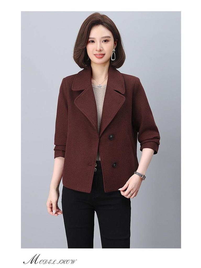 2024 Women's High-End Wool Coat: Petite Short Style with Suit Collar for Spring and Autumn