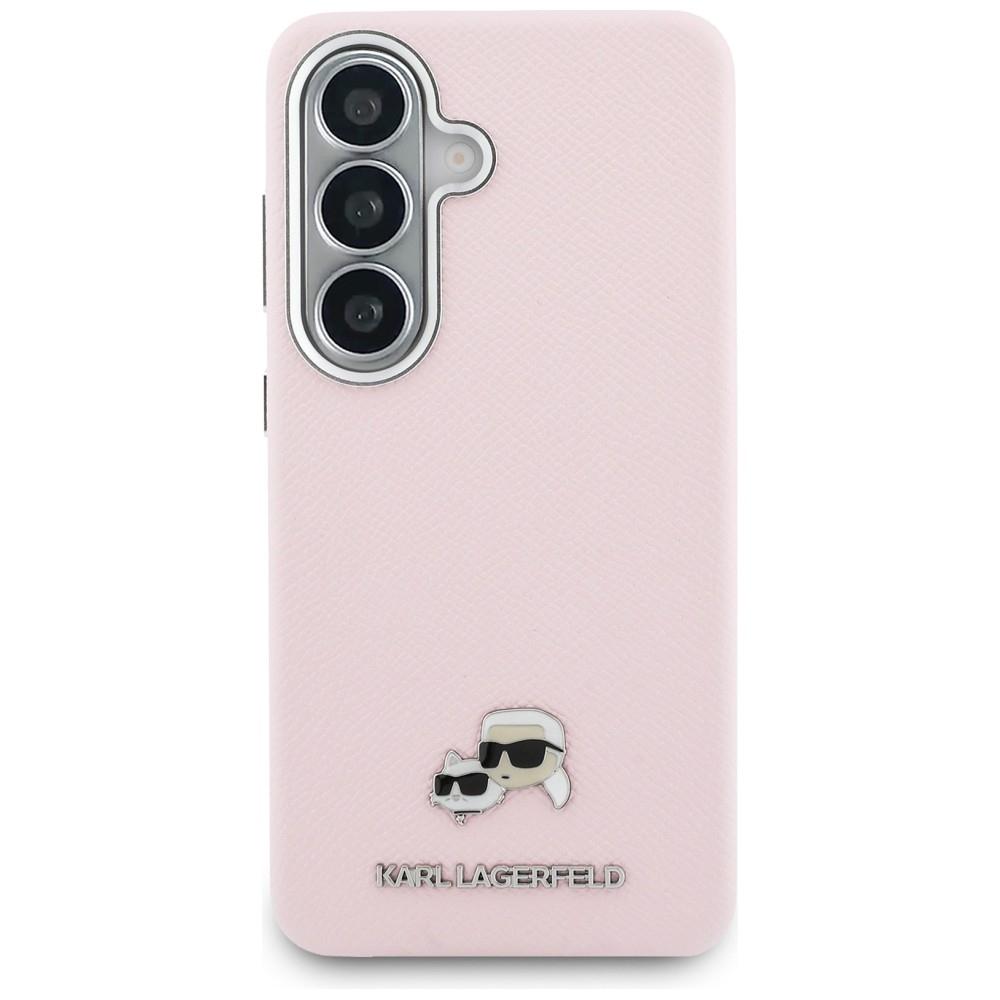 Karl Lagerfeld Saffiano KC Metal Logo MagSafe Case for Samsung Galaxy S26+ Pink