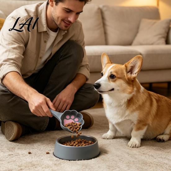 Portable Feeding Utensils 3D Printed Cute Paw Print Pet Food Scoop Measuring Spoon for Cats Precise Portion Control & Dogs Scooper Gift Lovers