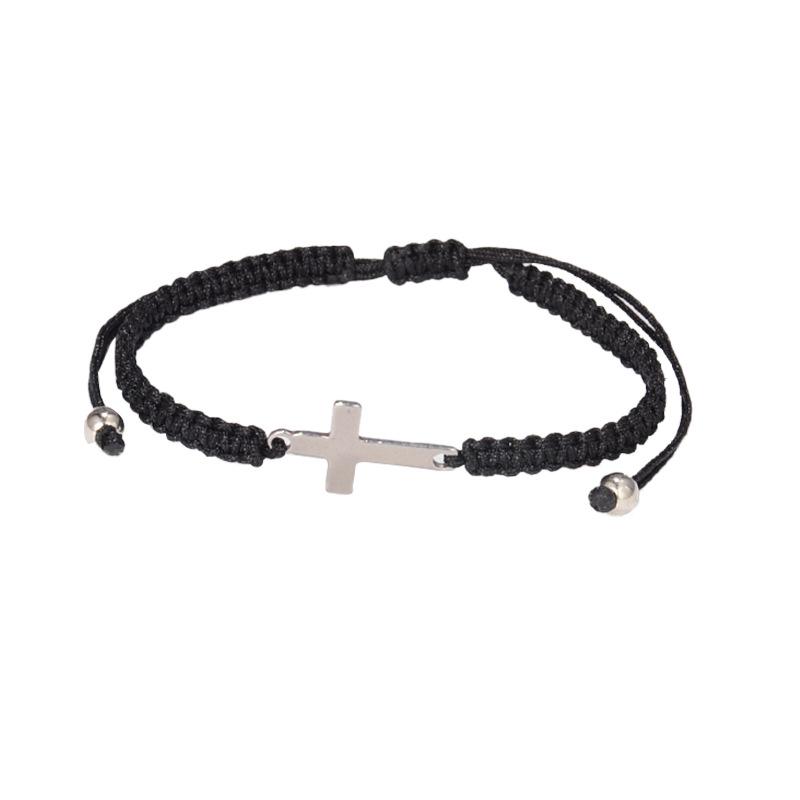 Handmade Woven Titanium and Steel Cross-shaped Bracelet Jewelry for Couples, Bracelet Cord