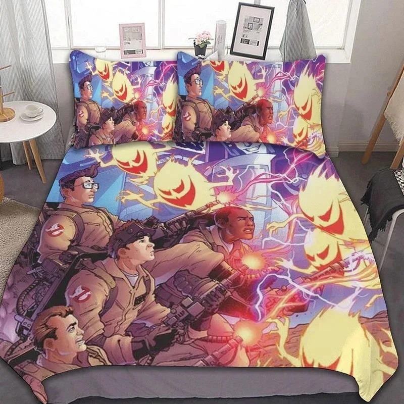 Sängkläder Set Ghostbusters Tryckt Full Storlek Täcke Säng mjuk varm Överkast Påslakan Örngott Set Vuxen Pojkar sängkläder