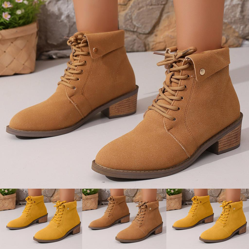 Women'S Fashion Boots Thick Heel Pointed Toe Strap Versatile And Comfortable Shoes Womens Winter Boots Botas Invierno Mujer