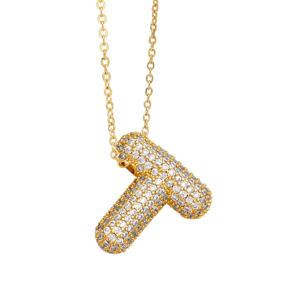 Alphabet 26 Letters Necklace Gold Color Women Sweater Chain Simple A-Z Letter Clavicle Chain  Daily