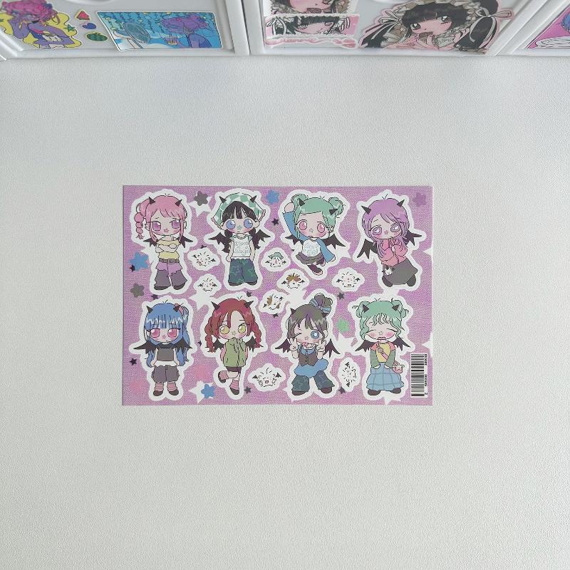 1/8 Sheets Cute Cartoon Cool Girl Character Stickers For Hand Account Diary Notebook Scrapbook Diy Decor
