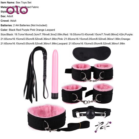 Funny Adult Bondage Whip Blindfold SM Handcuffs Footcuffs Sex Massager