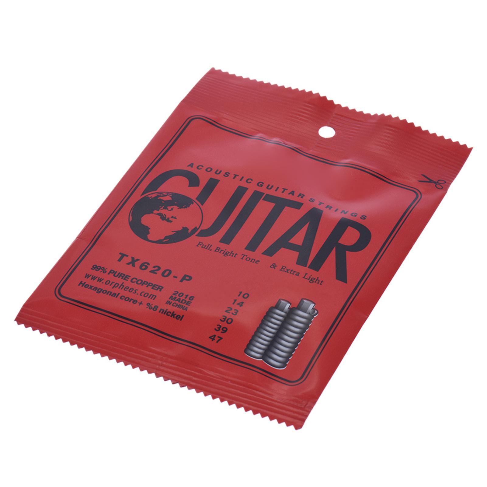 

Orphee TX620 P Акустическая фолк-гитара Стальные струны 6 шт. Полный комплект для замены (.010 .047) Высокоуглеродистая сталь Сердечник Медь