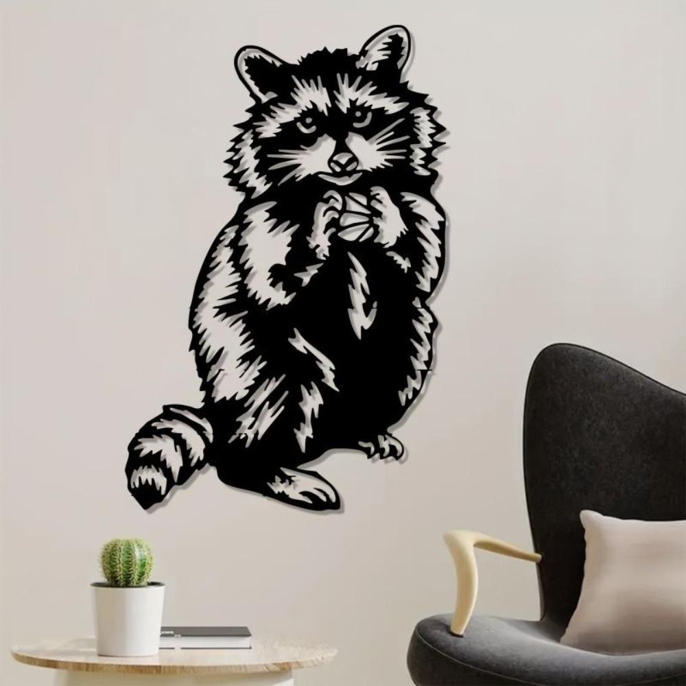 Metal Wall Art Raccoon Sculpture, Outdoor Garden & Fence Decor, Halloween & Thanksgiving Gift