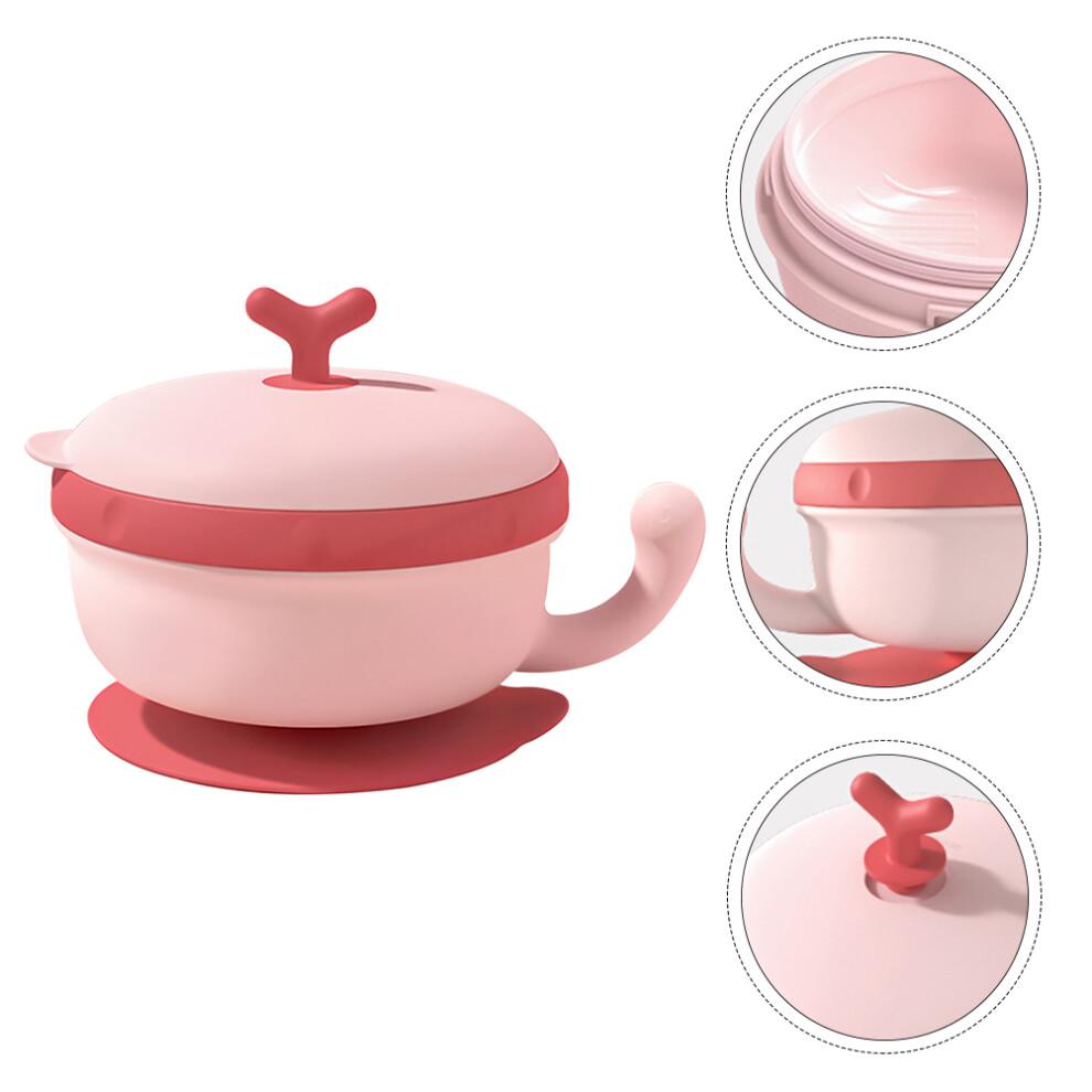 1 pièce Bol Rose en Acier Inoxydable à Conservation de Chaleur avec Ventouse