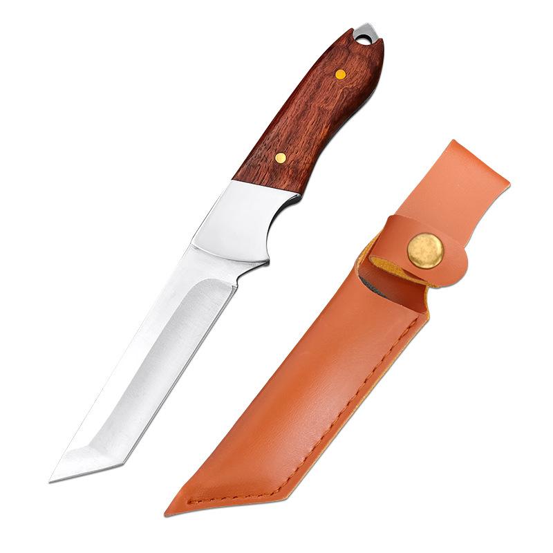 Stainless Steel Utility Knife Kitchen Cleaver Boning Knife Outdoors Fishing Barbecue Cutting Cooking Knife with Wood Handle