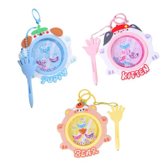 Kids Magnetic Bead Keychain Toy Fine Motor Skills Portable Toddlers Boys Girls Educational Mini Cartoon Animal Moving Bead Game Machine