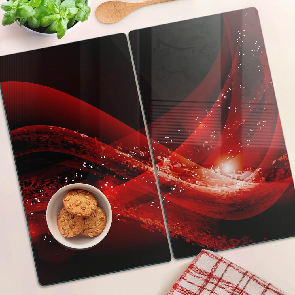 Set of Two Decorative Glass Kitchen Boards Abstract 2x30x52 cm