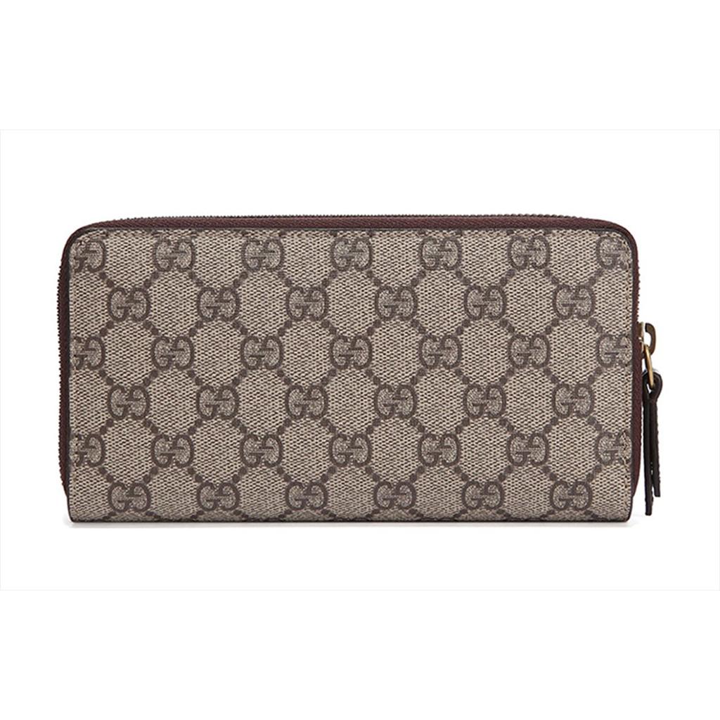Gucci Seria Neo Vintage Długi Metalowy Zamek Błyskawiczny Z Logo Zdobionym Tygrysią Głową Płócienny I Skórzany Portfel Portfel Unisex Hebanowy Brązowy Żółty 473953-K9GOT-8861