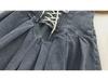 2024 Summer Slim A-Line Denim Pleated Skirt for Students