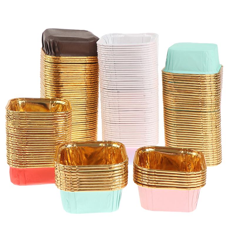 Square Cupcake Paper Oil-Proof Chiffon Roll Cake Cup Baking Muffin Mold Holder