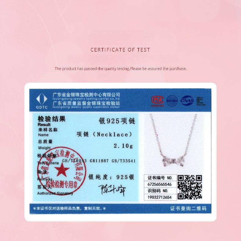 Sparkling Zircon Bow Necklace, Elegant And Luxurious S925 Sterling Silver Necklace Collarbone Chain