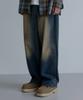 NODU Wide Washed Denim Pants [Deep Blue]