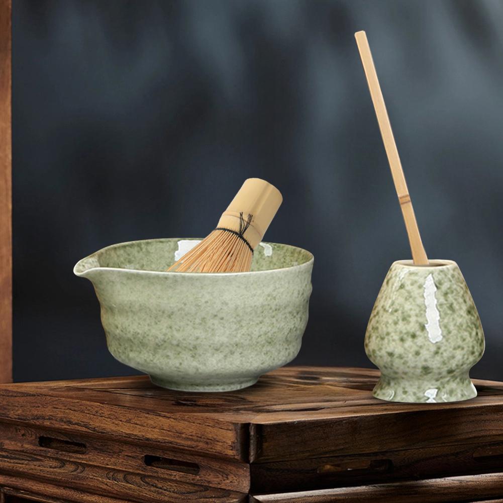 Matcha Set Japanese Tea Set Ceramic Matcha Bowl with Spout Exquisite Bamboo Chasen Matcha Spoon Matcha Accessories