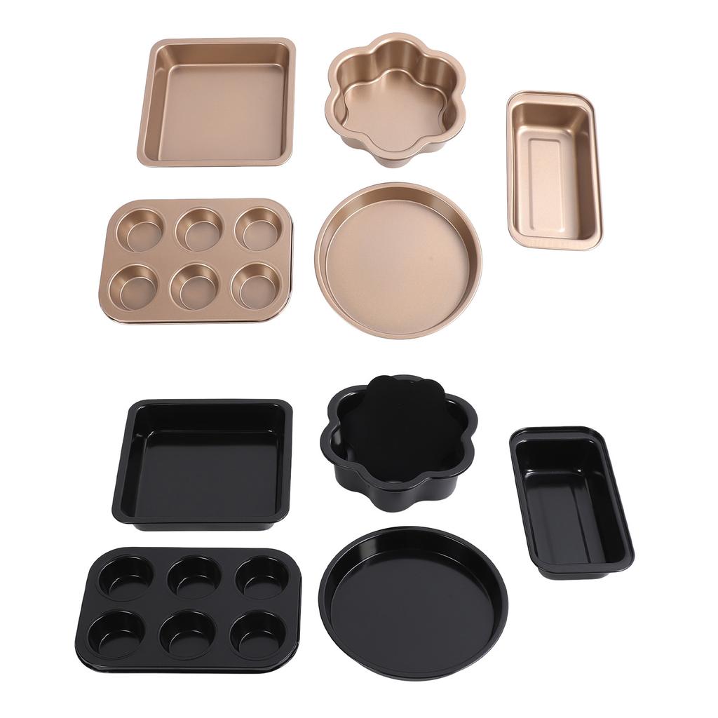 6pcs Bakeware Set Loose Bottom Carbon Steel Anti Stick Baking Pans Set for Toast Muffin Pizza