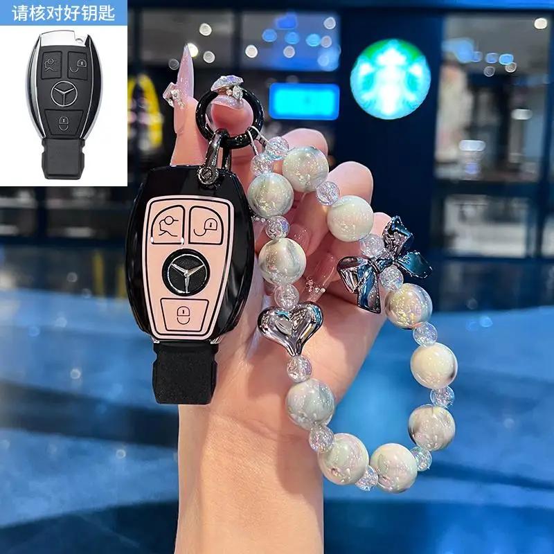 TGM3   Female Key Case for Mercedes Benz CLS CLA GL R SLK AMG A B C S Class 3 Button Remote Car Key Cover Holder Keychain Accessories