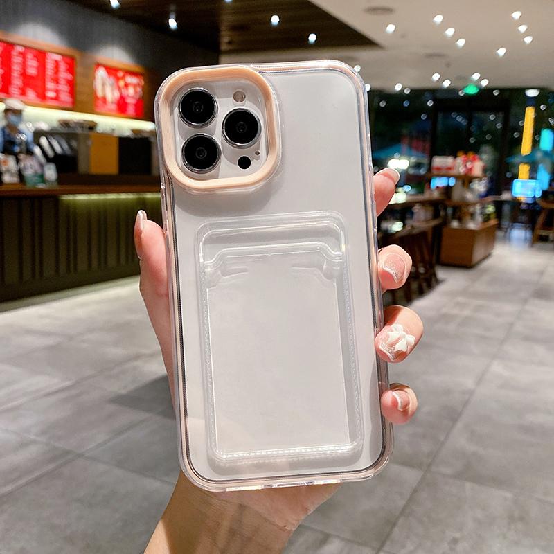 Simple Card Pocket Bag Colorful Bumper Phone Case For For Iphone 16 17 Pro Max 1 14 13 12 11 16 Plus Air Clear Back Cover