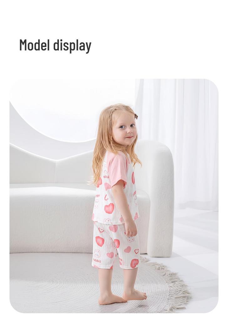 2026 Summer Breathable Cool Children's Short Sleeve Cotton Set
