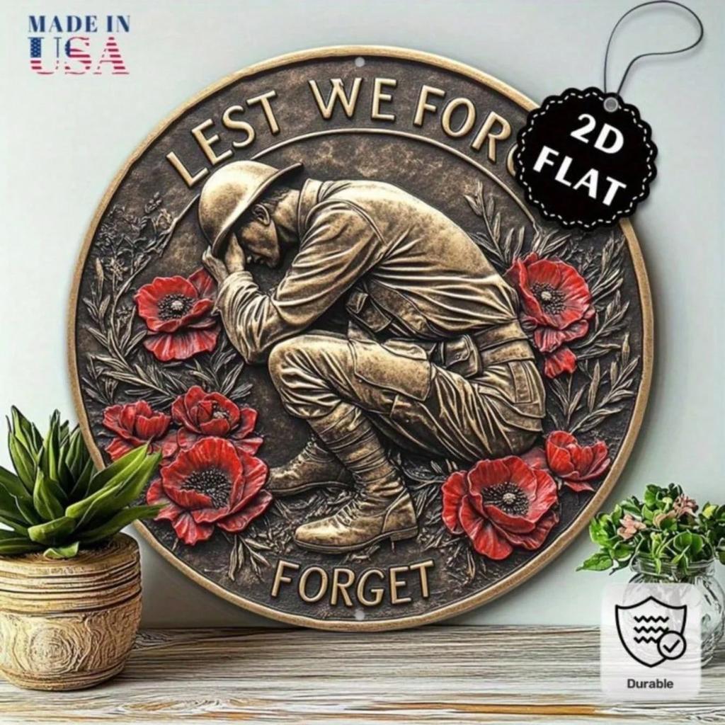 Australian Soldier Remembrance Metal Wall Art Poppy Memorial Plaque Durable Decor